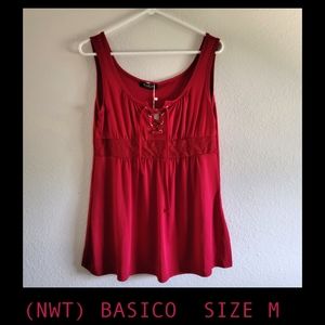 (NWT) Basico/ Size: M/ Wine Lace-Up Empire Waist Tank